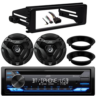 JVC KD-TD72BT Single DIN Bluetooth CD Receiver W/Kit, 2x 6.5'' Speakers W/Adapter