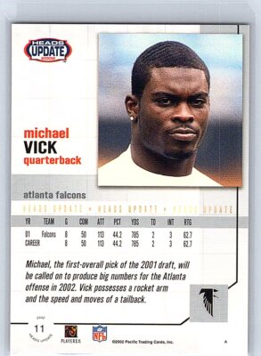 Michael Vick 2002 Pacific Heads Update #11 Football Card Atlanta