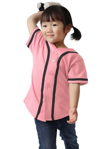 Kids Baseball Button Down Jersey Stripe Toddler Boys Girls Tee Uniform Sports - Picture 15 of 29