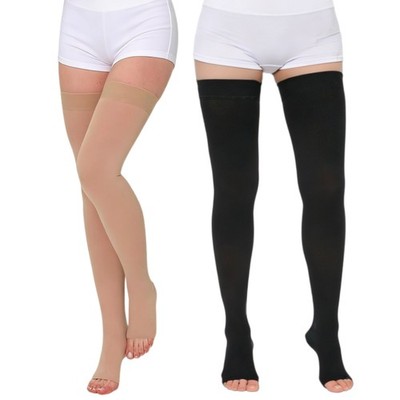 Compression Stockings 20-30 mmHg Swelling Thigh High Open Toe Support Socks