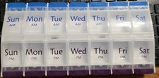 2pack weekly Pill Planner Organizer XL AM/PM with Push Button 7 Day Box