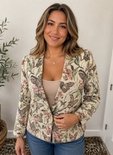 Vintage Butterfly Floral Tapestry Blazer Womens 6 Cottagecore Art Jacket USA