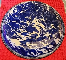 Antique Blue White Swirl Enamelware Granite Graniteware Pie Plate Super Cond 10"