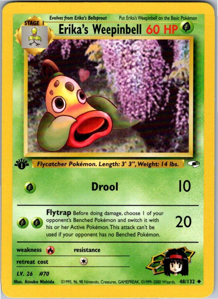Erika's Weepinbell (48) Uncommon Gym Heroes 048/132 NM 1st Edition