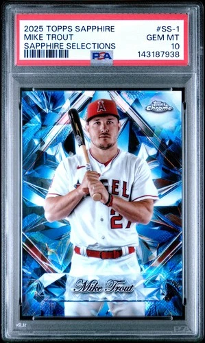143187938 Mike Trout 2025 Topps Chrome Sapphire #SS-1 Selections PSA 10