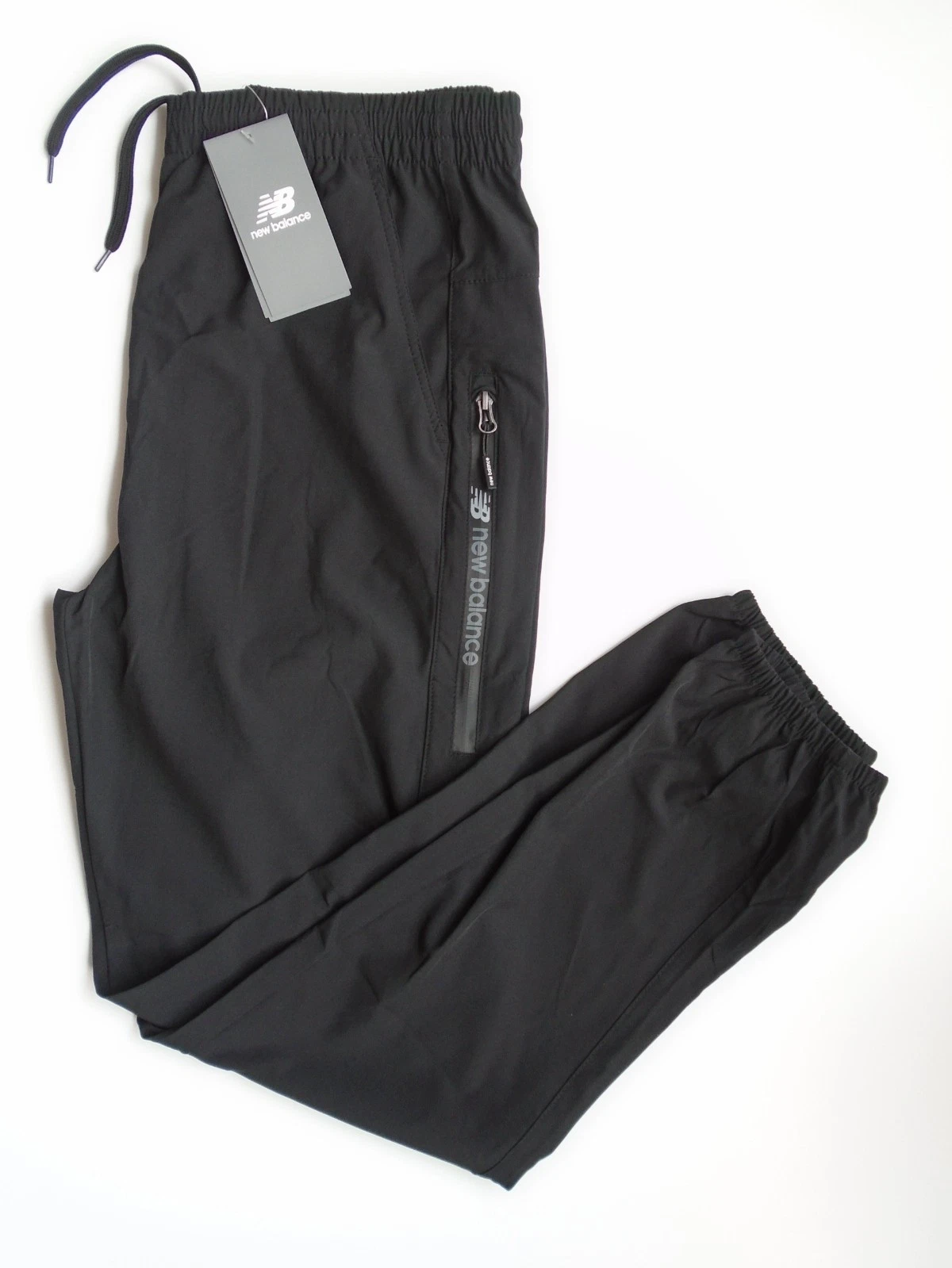 NEW BALANCE All Motion JOGGERS Mens Running Pants Black Logo Pkt. Size S,M,L,XL