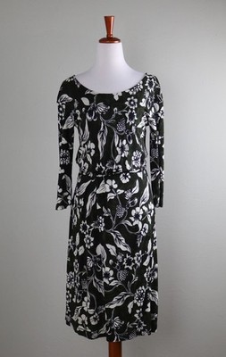 MAX MARA Weekend $340 Slinky Stretch Floral Tie Waist Pleated Dress Size US 4