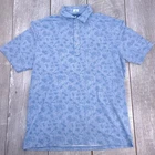Johnnie-O Polo Shirt Mens Medium Chambray Blue Lindley Floral Short Sleeve Top