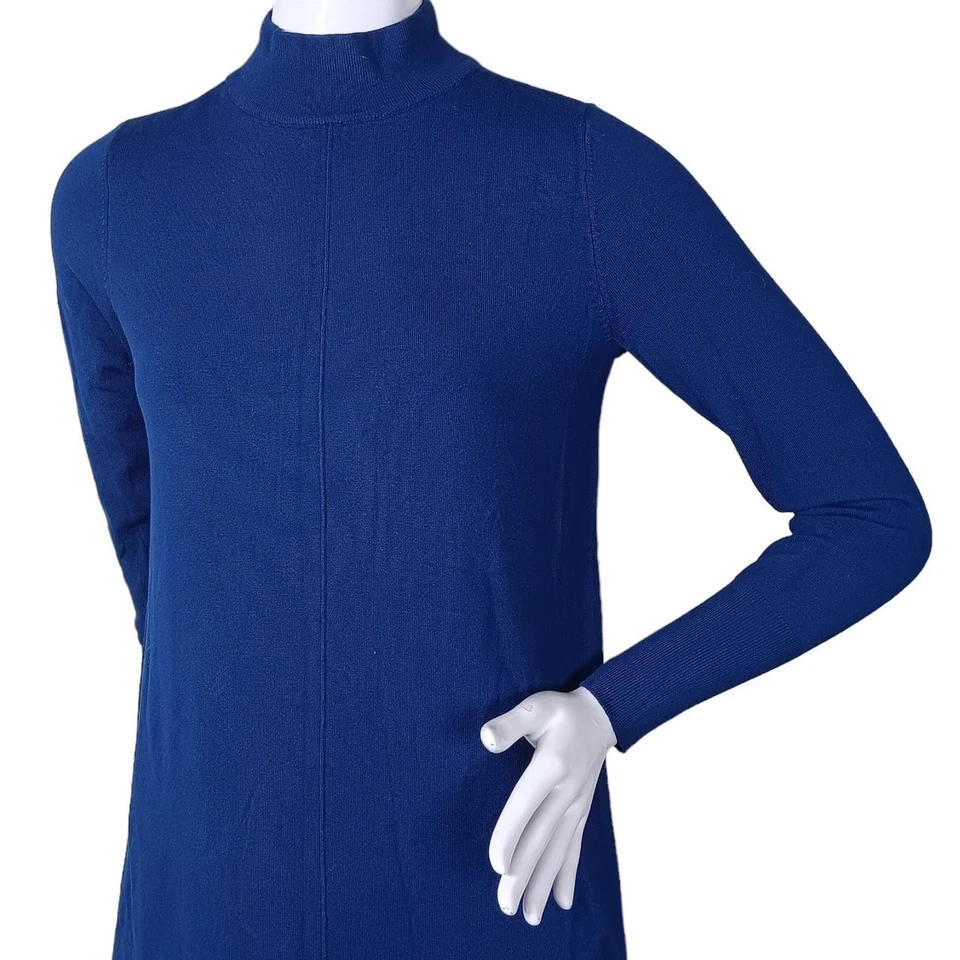 Alfani Fine Knit Top Size XS Blue Long Sleeve High Neck Pullover - Image 2 of 4