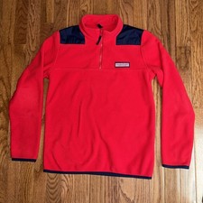 Boys' VINEYARD VINES Red Fleece 1/4 Zip Pullover Size Large 16 Youth