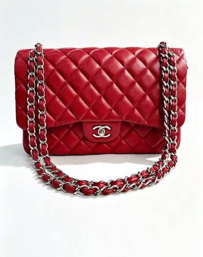 Chanel Jumbo Classic Flap Red Caviar Leather CC Double Flap Bag