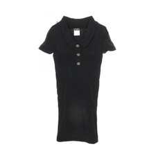 Chanel Coco Mark Button Dress Cotton Black Size 36 P35662K02101