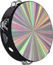 EASTROCK Radiant Tambourine Hand Held Drum 8 Inch Double Row Jingles Reflective 