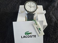 Lacoste 12.12 Men's Black Rubber Strap Watch White Dial Crocodile Logo - NEW -