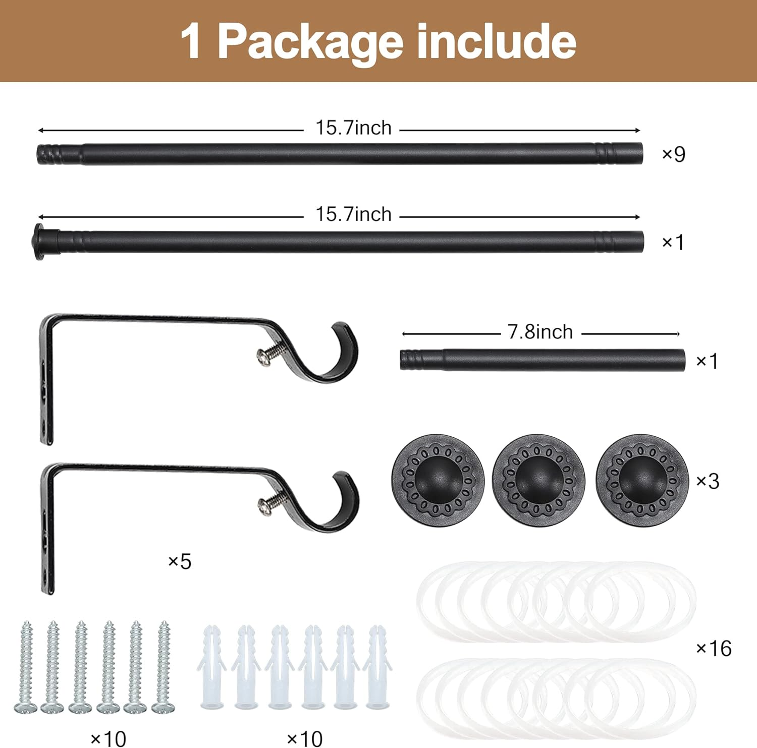 Curtain Rods for Windows 66 to 144 Heavy Duty Extra Long Curtain Rods