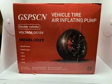 GSPSCN Silver Dual Cylinder 12V Air Compressor Pump for Car, Heavy Duty Portable