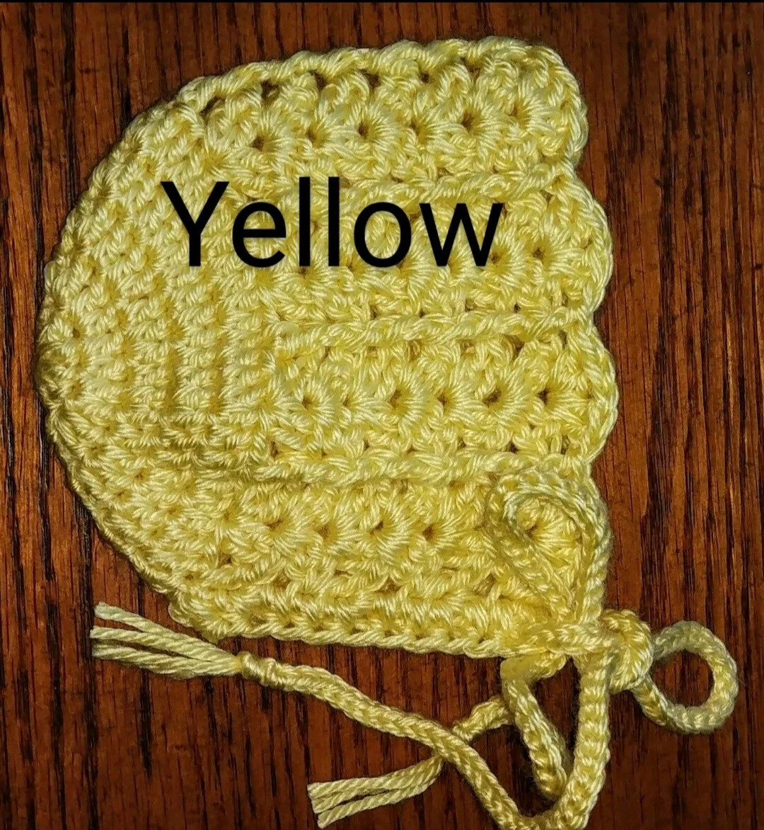 Hat Newborn 3 Months New Leia Allen Handmade Crochet Winter Bonnet Rich Yellow