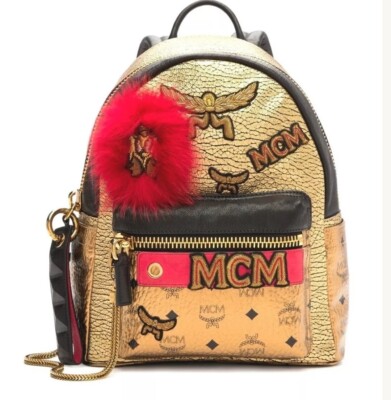 mcm stark pearl stud leather backpack