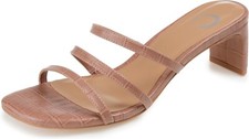 Journee Hariett Women's Block Heel Sandal Rose Faux Leather US Size 9 M
