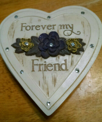 HEART SHAPED Trinket Box ''FOREVER MY FRIEND'' FLOWERS SIMPLE SPIRITS #41077 2014