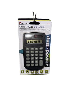 New Unopened Deadstock Sentry CA338 Dual-Power Calculator Solar/Battery Powered