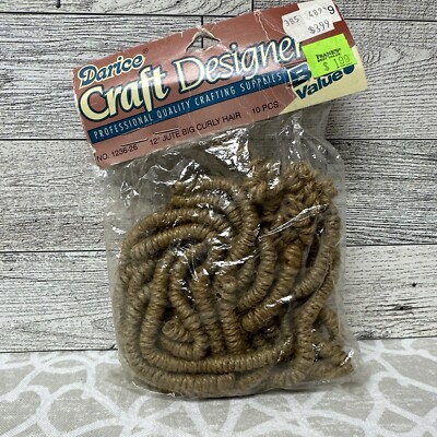Vintage Darice Craft Designer Doll Hair 12'' Jute Curly Hair Big Value 10 Pcs