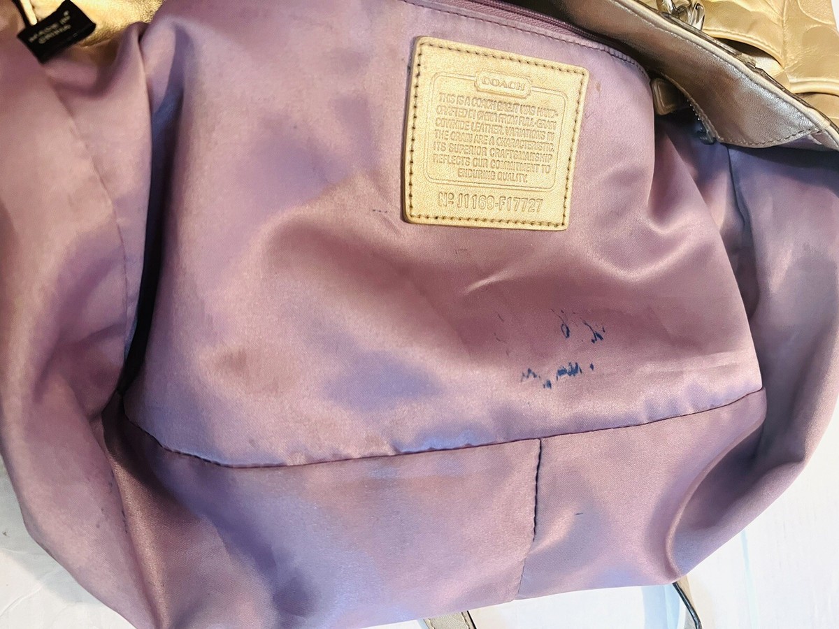 SIGNATURE COACH EAST WEST SHOULDER TOTE BAG METALLIC GOLD LEATHER