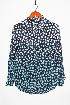 Equipment Silk Long Sleeve Shirt Blue Ombre Pattern size S Career | eBay