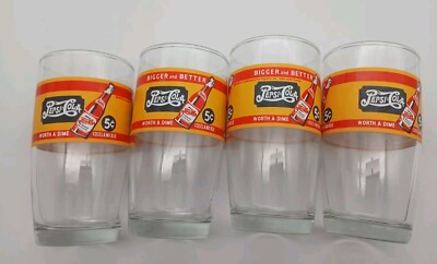 Set Of 4 Pepsi Cola Costs a Nickel worth a Dime Drinking Glasses -Excellent Cond