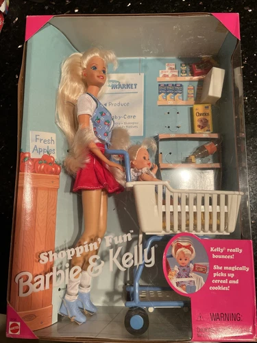 Shopping Fun Barbie Kelly Baby Sister Doll Shopping Cart 1995 Vintage In Box