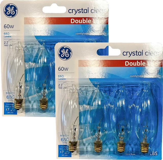 Crystal Clear 4Pack GE 16049 40Watt Bent Tip Medium Base Light Bulb
