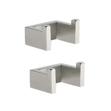 Double J-Hook Robe/Towel Hook in Stainless Steel Brushed Nickel 2-Pack 