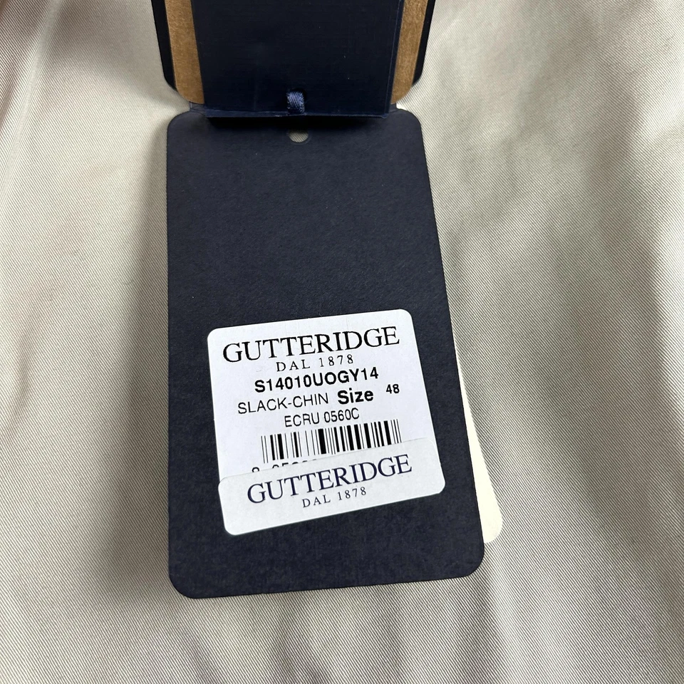 Gutteridge Pants Mens 34 Slim Fit Ecru Beige Chino, Cotton Slack-Chin Italy 48 - Immagine 3 di 4