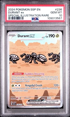 PSA 10 GEM MINT 2024 DURANT EX SSP EN 236/191 SURGING SPARKS SIR 🔥