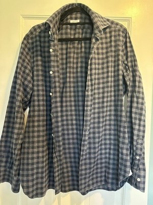 MATTABISCH NAPOLI Sz 16 Flannel Cutaway Collar Shirt - CUCITA A MANO