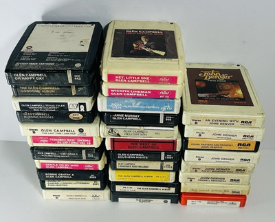 #ad #ad Lot Of 30 8 Track Tapes Glen Campbell And John Denver $29.60