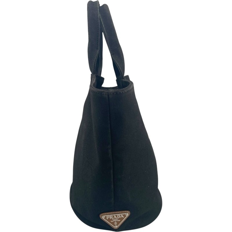PRADA CANAPA Market Bag 1BG186 Black Canvas Handbag Ladies Used from japan thumbnail 4