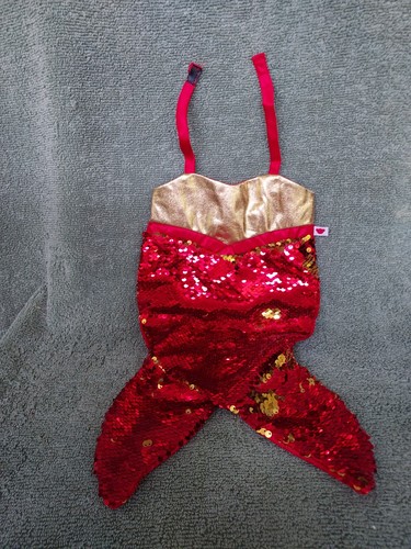 Beautiful Build-a-Bear Red & Gold Sequined Mermaid Costume - Ships Free!