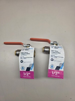 (2) NEW SharkBite Max 1/2'' Brass P-T-C x FIP Ball Valve, Model# UR22182, 250psi