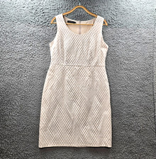 Liz Jordan Womens Pencil Dress Size 16 Beige Ivory Spot Sleeveless Knee Length