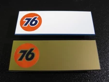 (2) UNION 76 * OIL COMPANY Employee Uniform Name Badges w/ MAGNETS! Gold & White