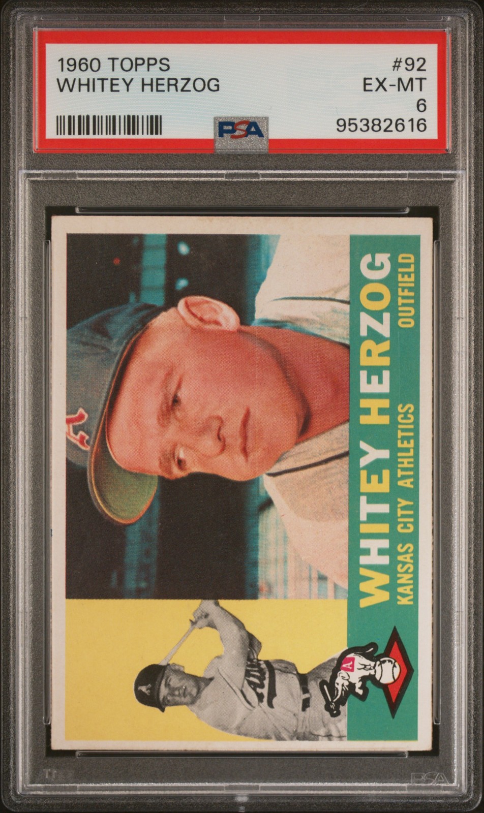 1960 TOPPS #92 WHITEY HERZOG PSA 6