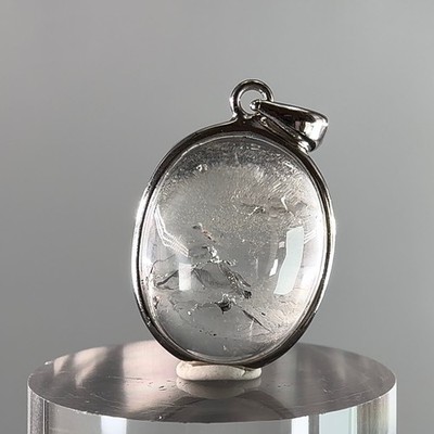 Moving Bubble & Moving Carbon! Seltener Enhydro Quarz Sterling Silber Anhänger