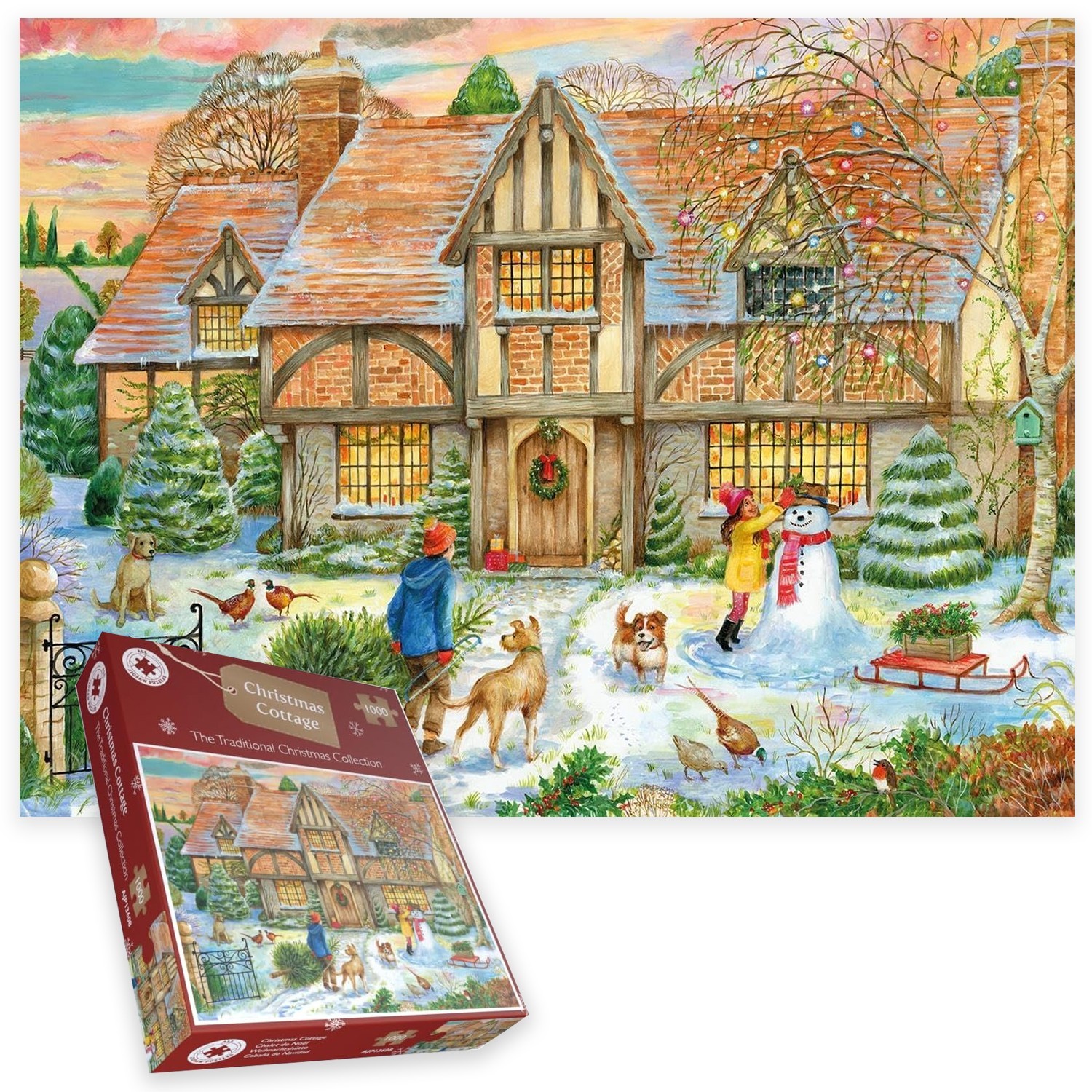 Christmas Cottage Jigsaw Puzzle – 1000 Piece Winter Wonderland Puzzle for Adults