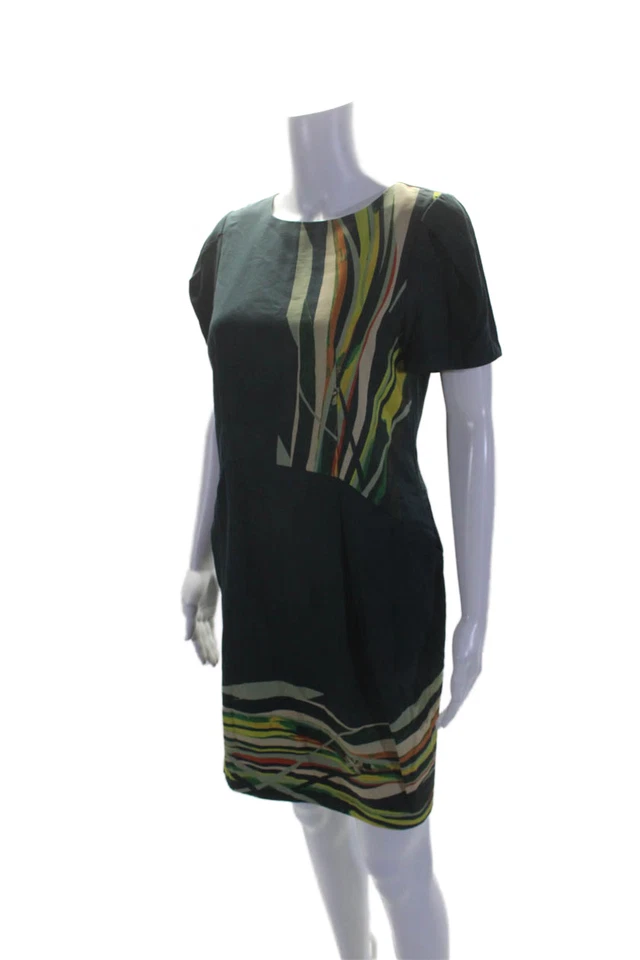 Como Nuevo Mini Vestido Para Mujer Cuello Redondo Mangas Cortas Línea A Verde Azulado Talla 4 Foto 2 de 4