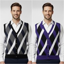 Maglione Smanicato Uomo Lana Cardigan Giacca Con Bottoni Gilet Senza Maniche m l