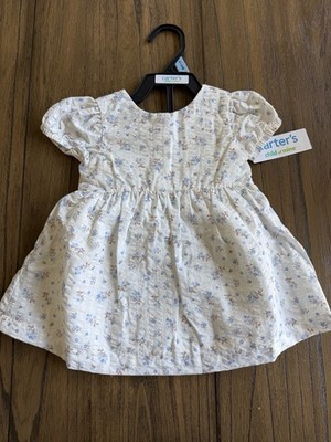 Child of Mine by Carter's 2-Piece Floral Dress & Bloomers Set 3-6M, white blue