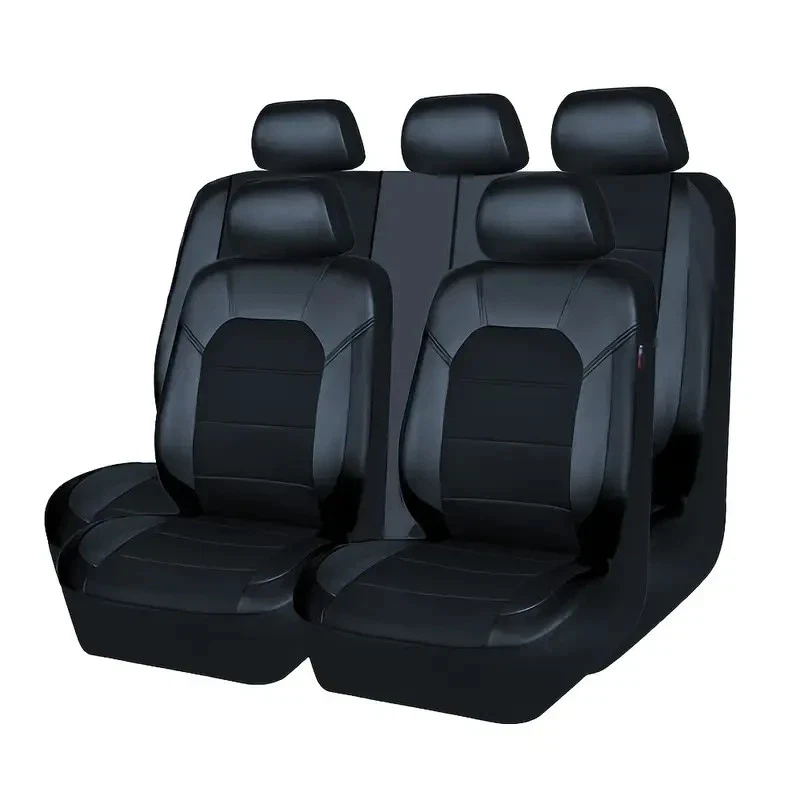Juego completo de 5 asientos funda asiento coche toyota corolla imitación cuero negro Foto 2 de 4