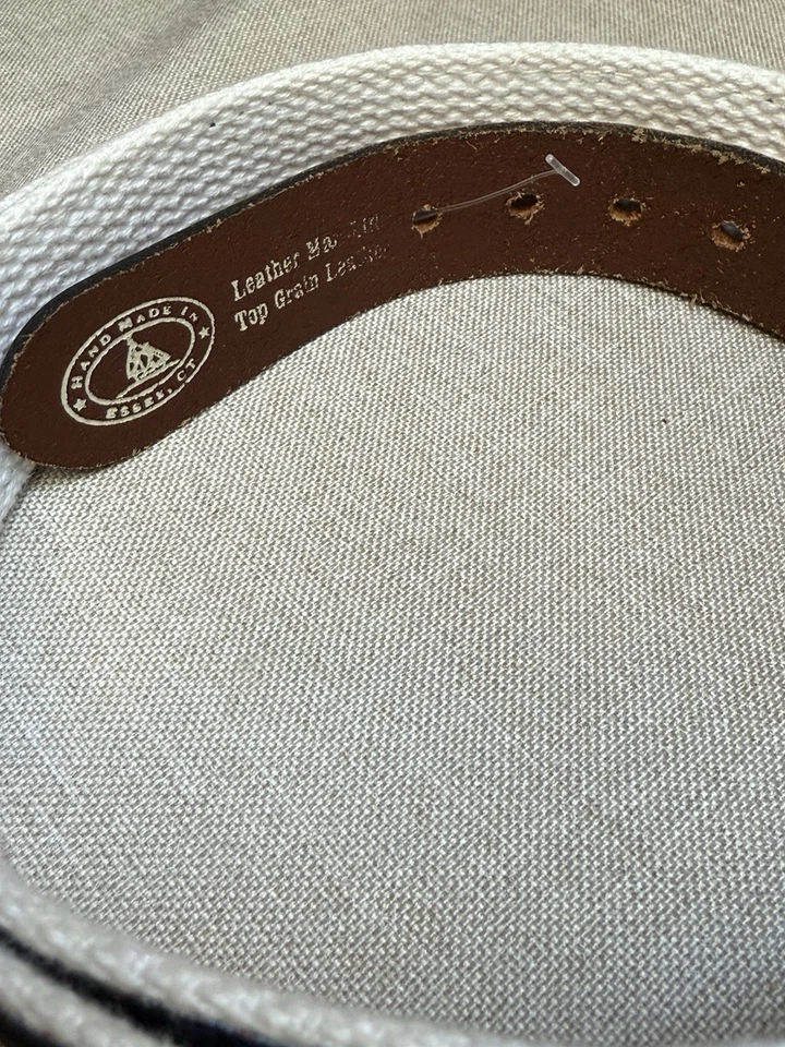 Cinto náutico masculino de couro e pano para veleiro tamanho 40 feito em Connecticut - Imagem 2 de 4
