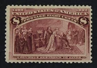 CKStamps: US Stamps Collection Scott#236 8c Columbian Mint H OG Tiny Thin